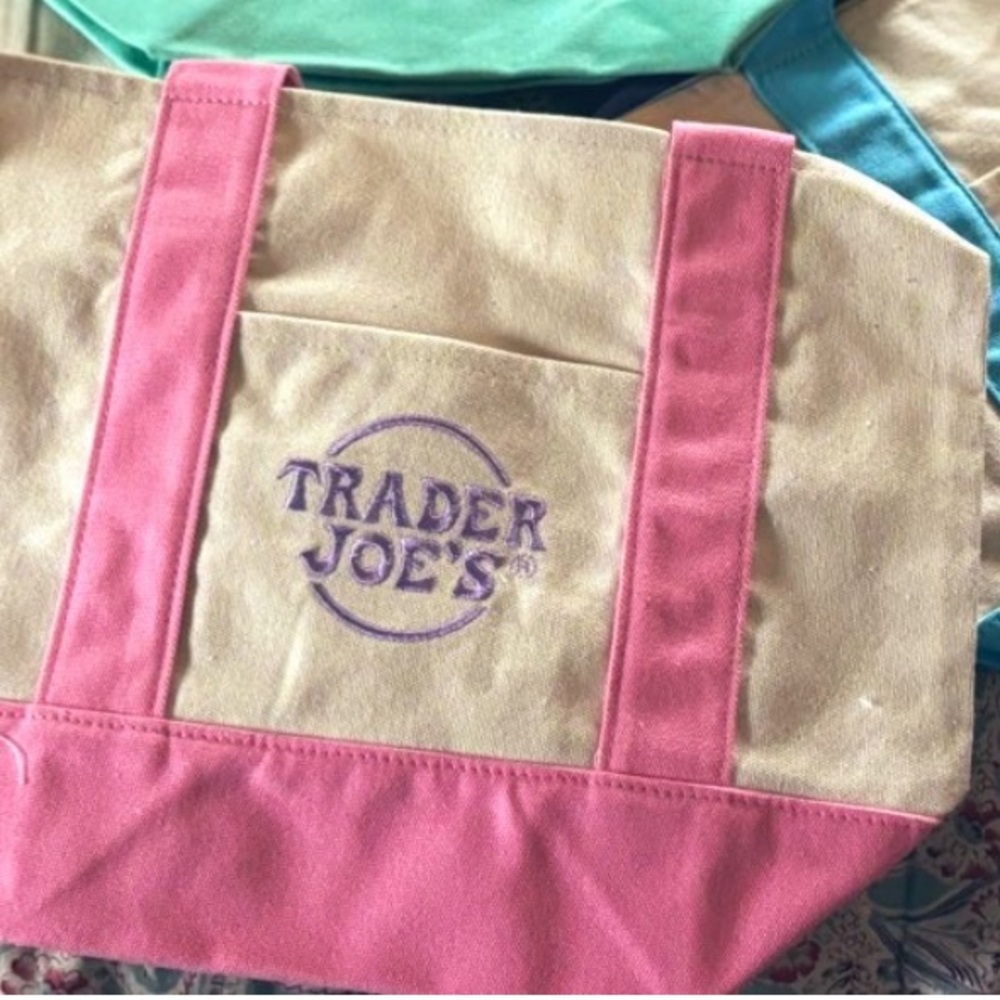 Trader Joe’s mini canvas Pastel tote limited edition brand new w tags